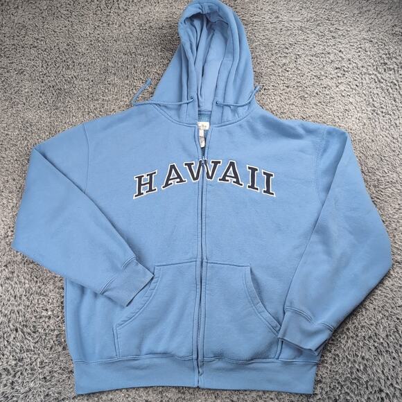 Hawaii Hoodie Men Extra Large Blue Sweater Aloha Beach Destination Surf Zip Up - Picture 1 of 6